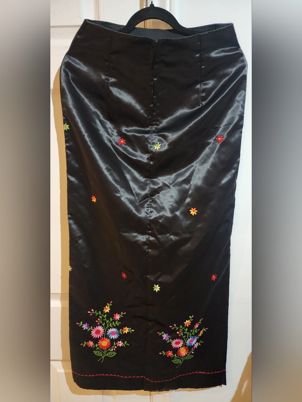 Hand Crafted Artifact Pure Silk (W) Floral Embroided Stitching A-line Skirt